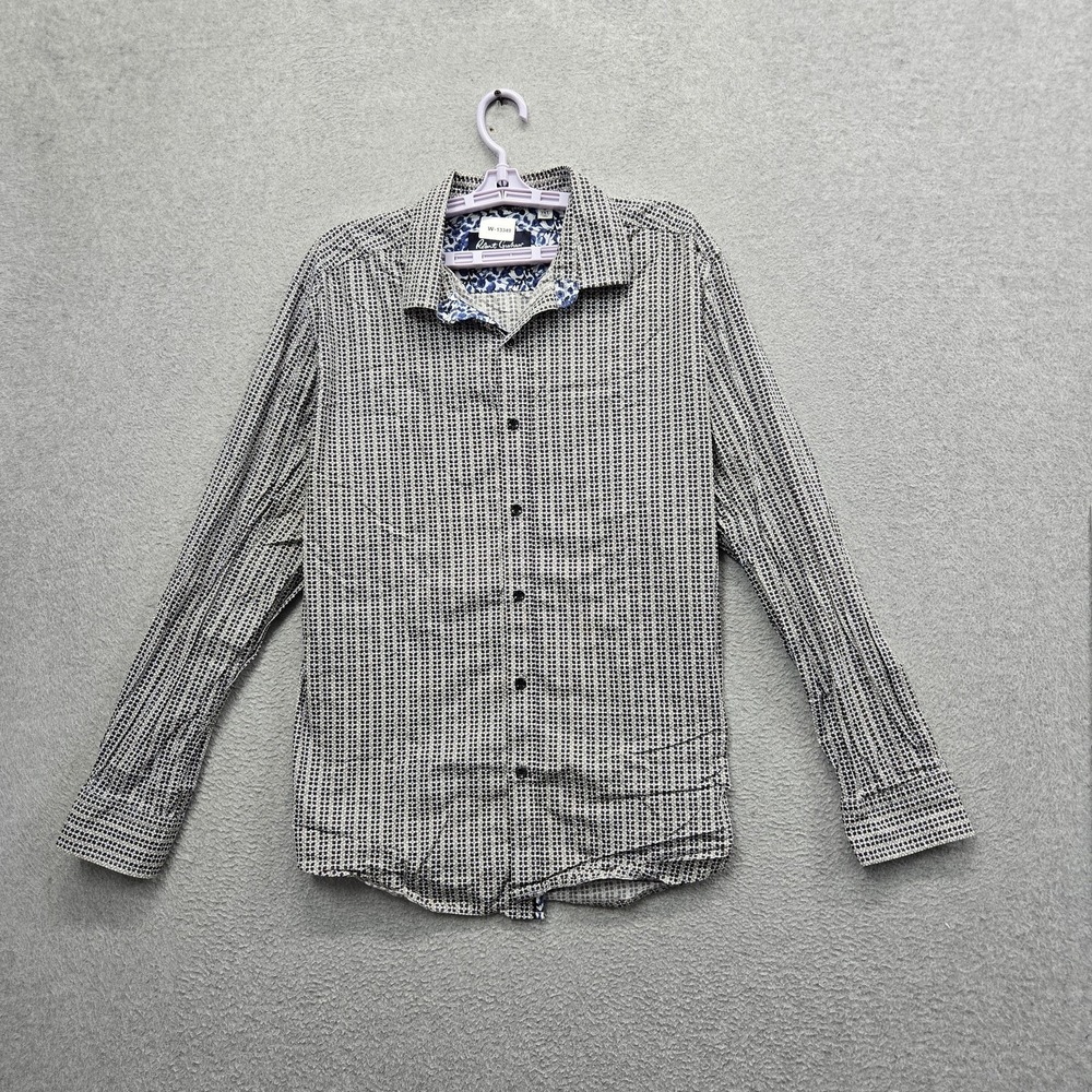 Robert Graham Men Button Up Shirt 2XL Gray Geometric Slim Long Sleeve
